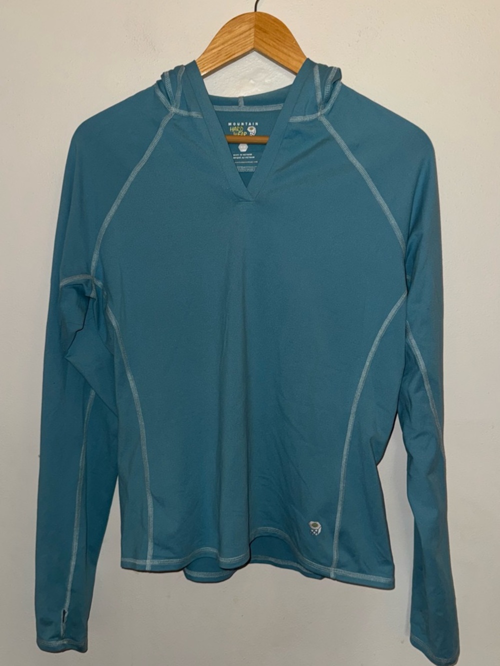 Mountain Hardwear Teal Blue Long Sleeve Hooded Pullover